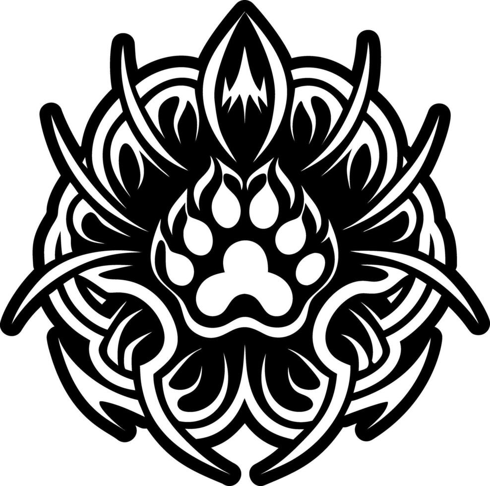 A solid style icon of animal paw tattoo vector