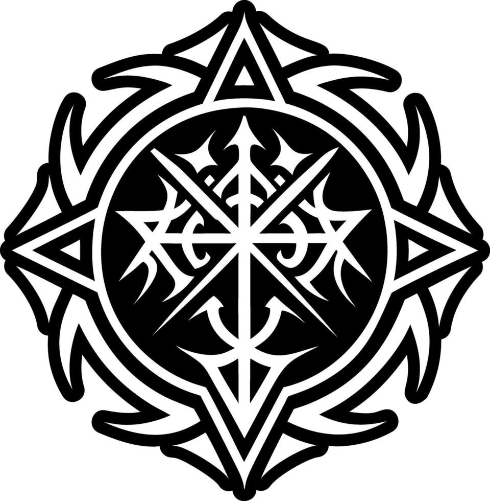 A glyph style icon of magic rune tattoo vector