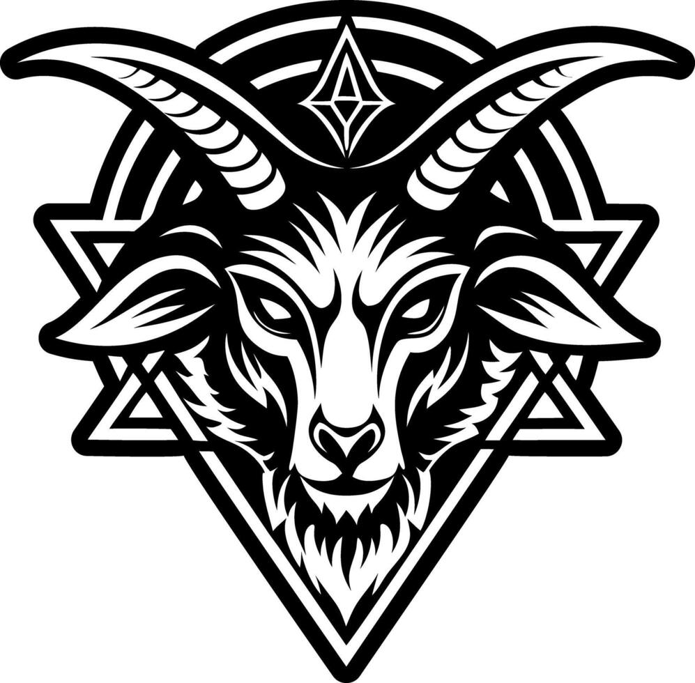 A filled style icon of baphomet head tattoo vector