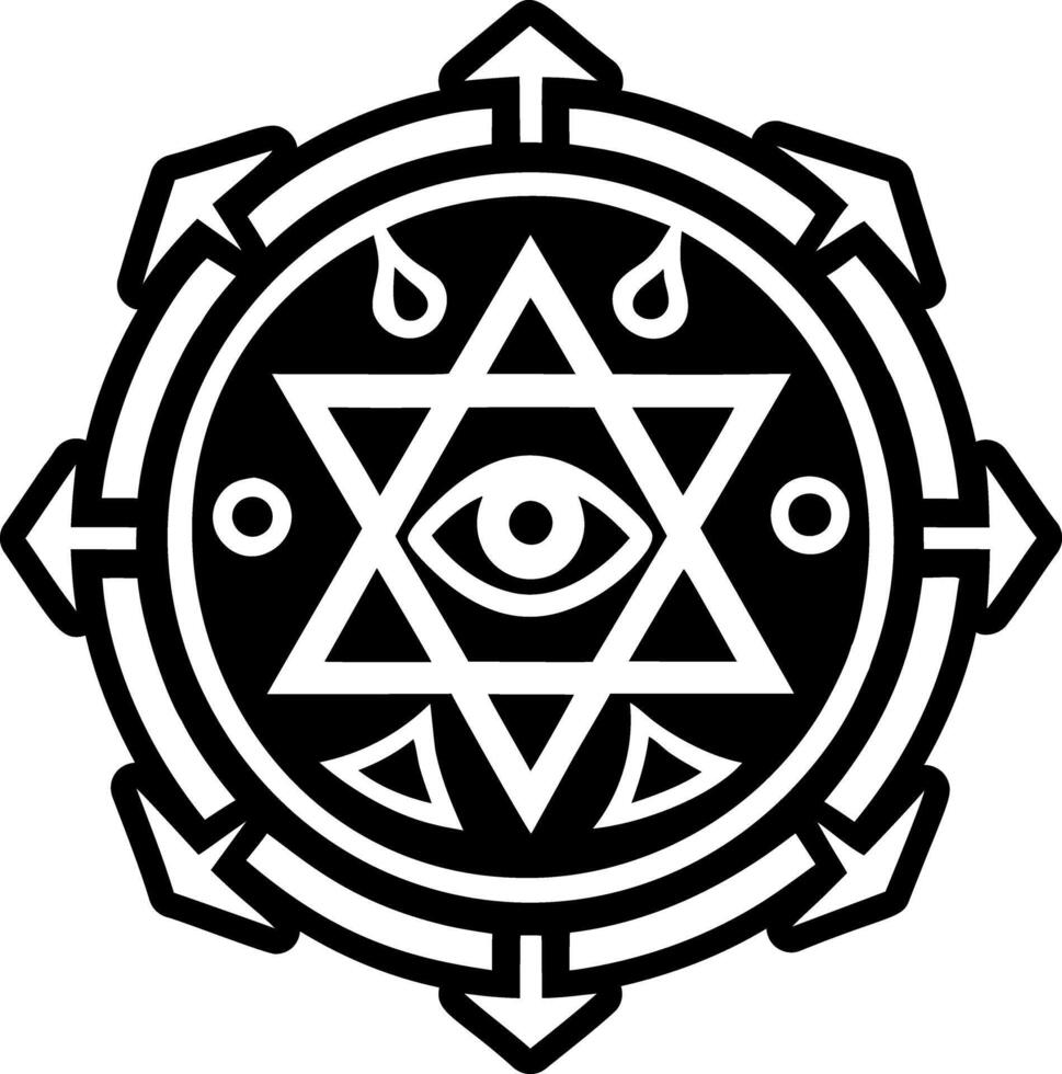 A glyph style icon of occult pentagram symbol vector