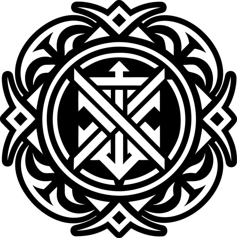 A filled style icon of runic tattoo vector
