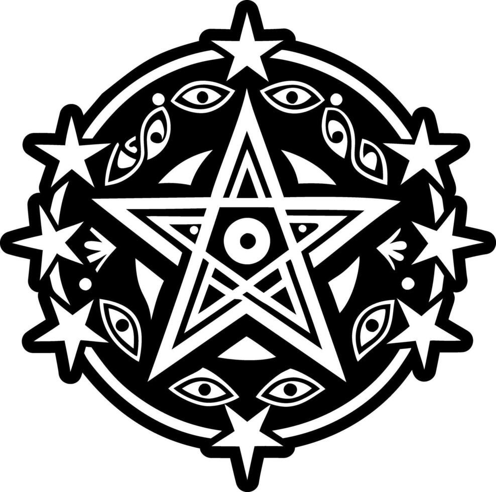 A glyph style icon of occult star tattoo vector