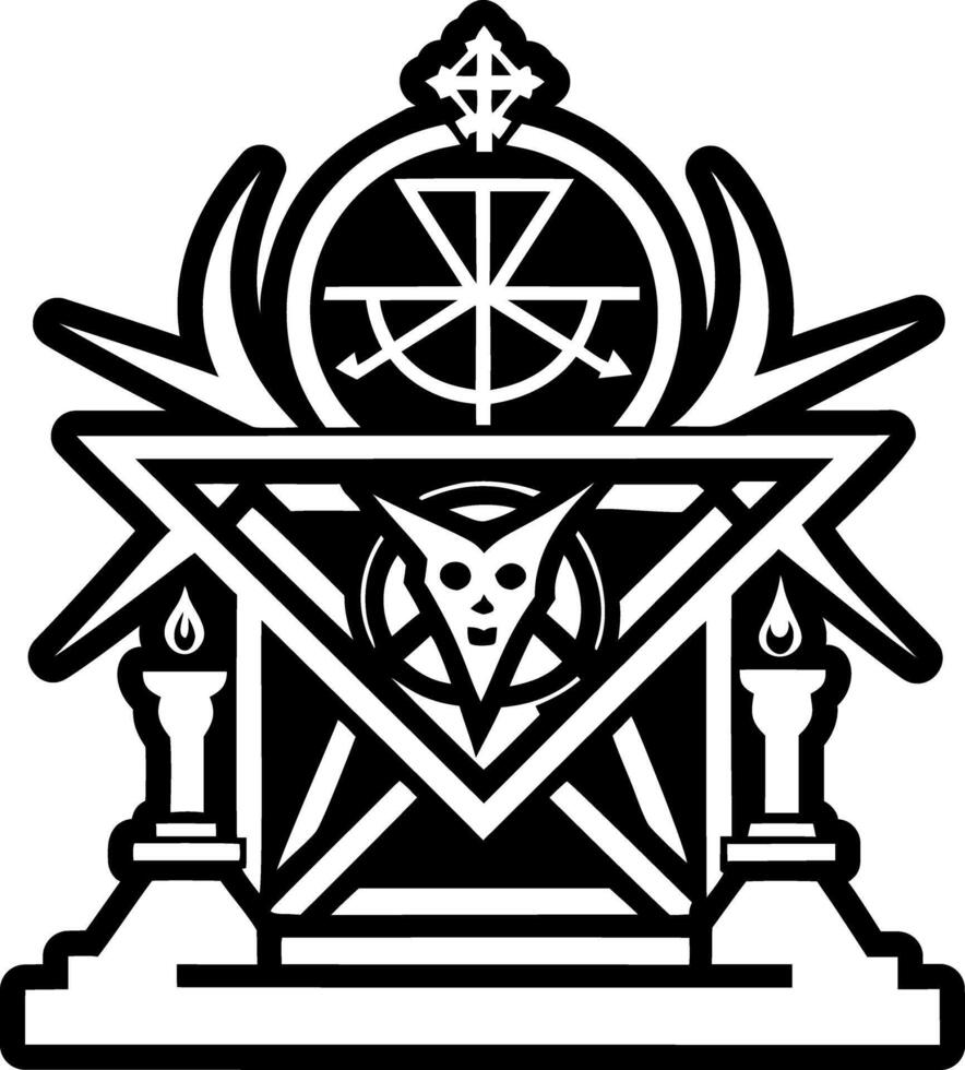 A filled style icon of satanic altar tattoo vector