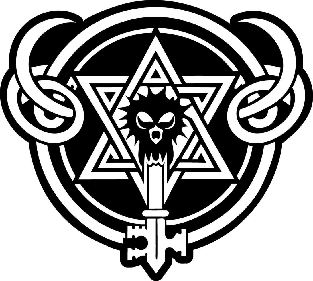 A solid style icon of satanic key symbol vector