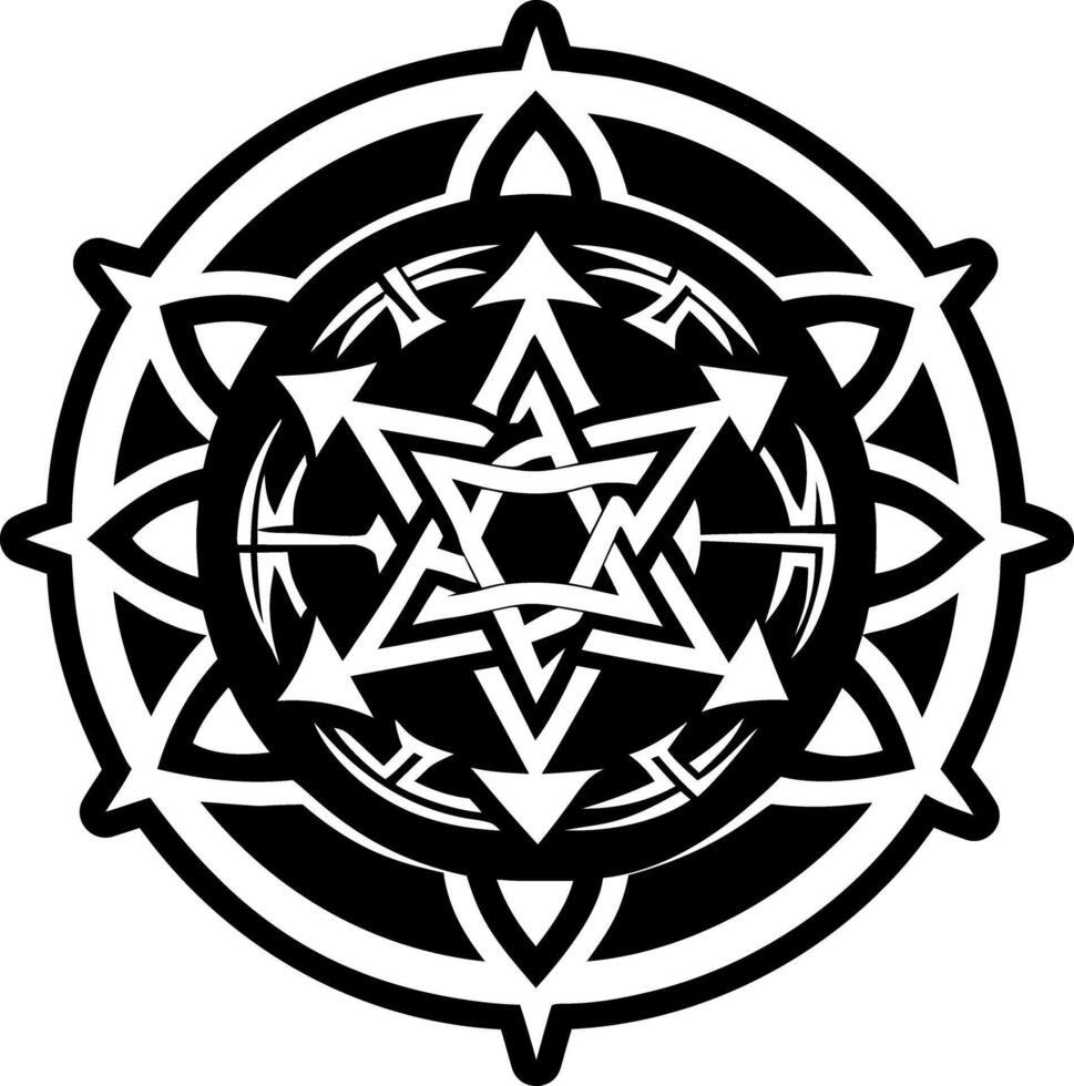 A glyph style icon of ritual circle symbol vector