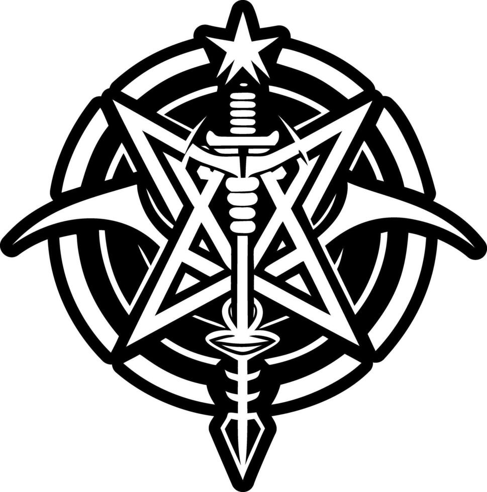 A glyph style icon of satanic sceptre tattoo vector