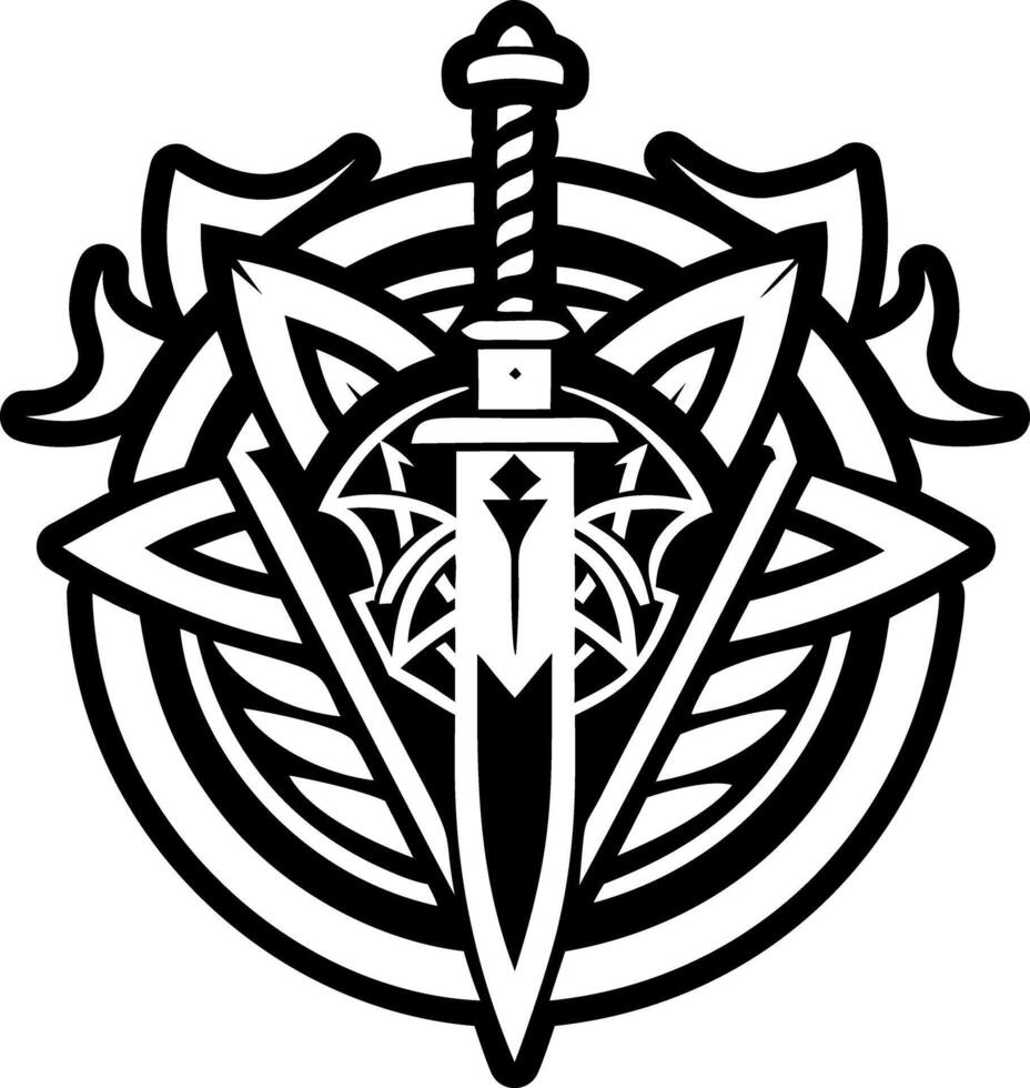 A glyph style icon of sword tattoo vector