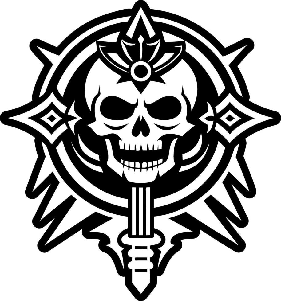 A glyph style icon of skull sceptre symbol vector