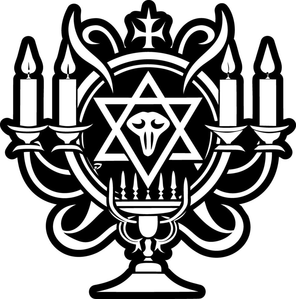 A filled style icon of satanic candles tattoo vector