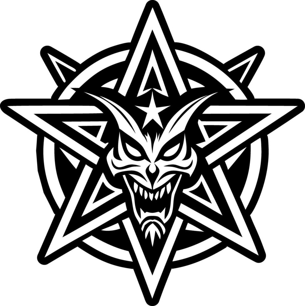 A solid style icon of satanic head tattoo vector