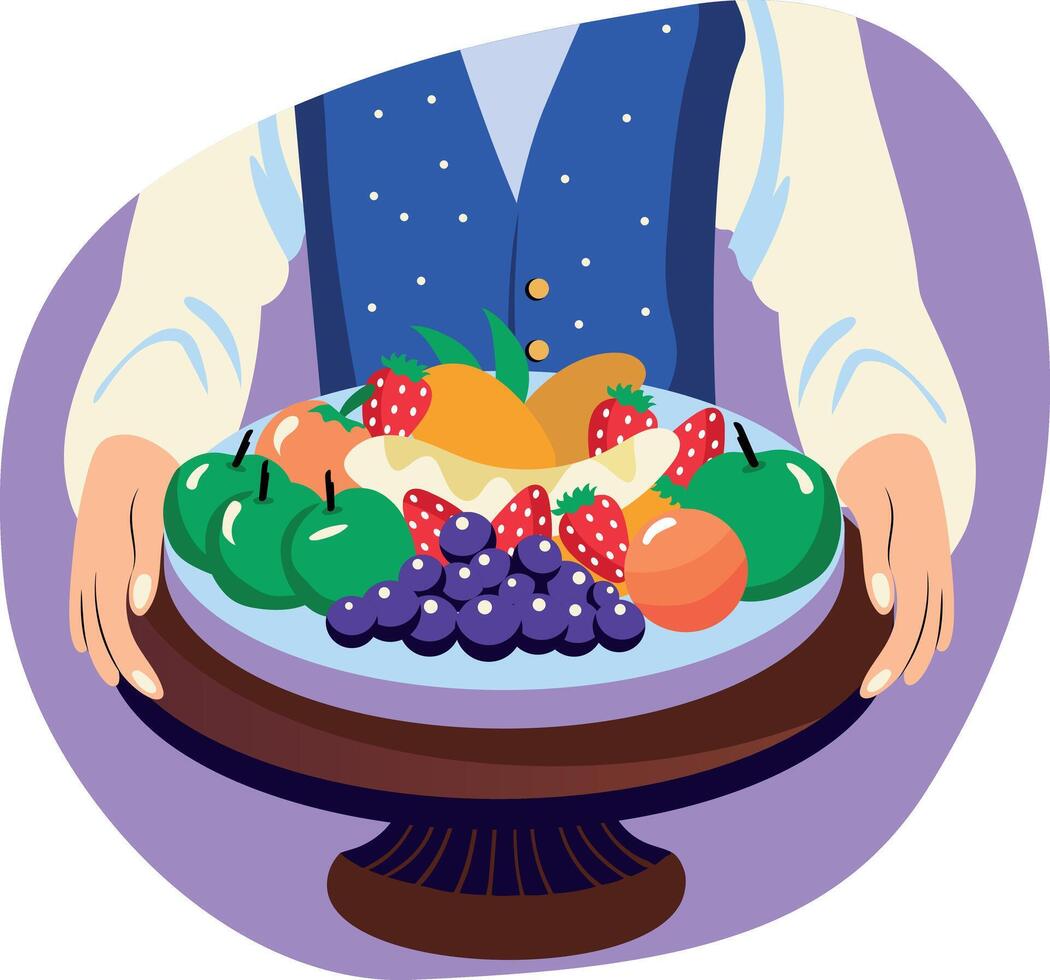 Culinary fruit basket illustration in flat style vector