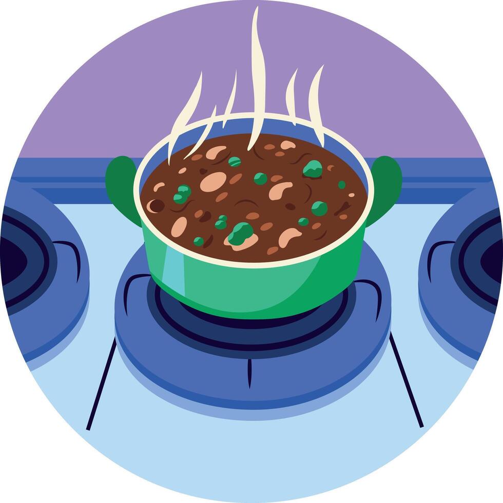A flat style illustration of cooking food on a stove vector