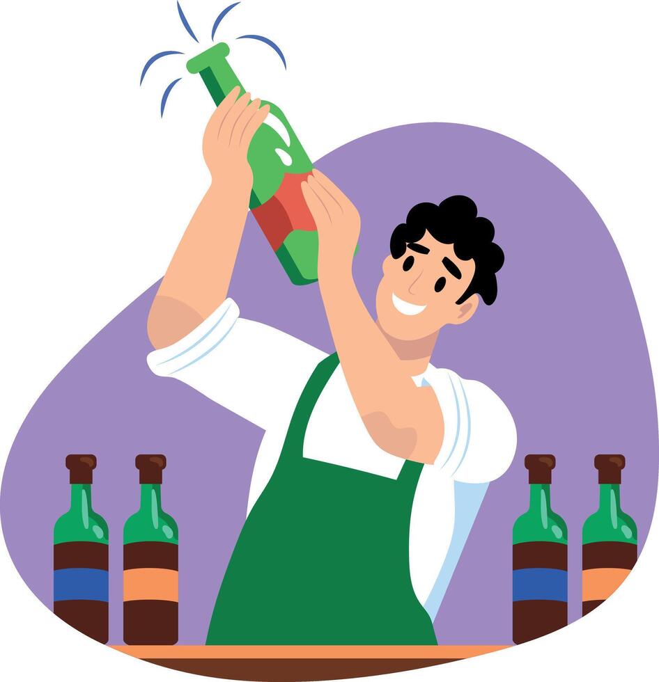 Cocktail mixing character illustration in flat style vector