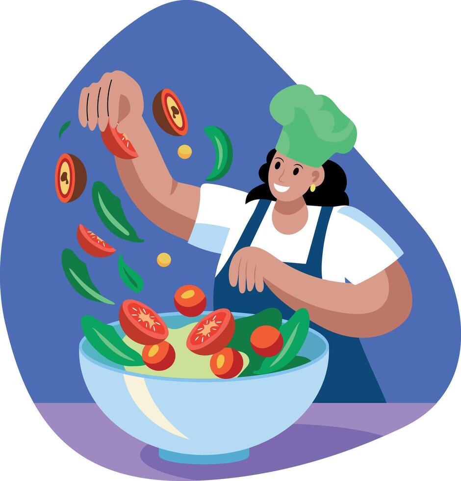 Salad mixer character illustration in flat style vector