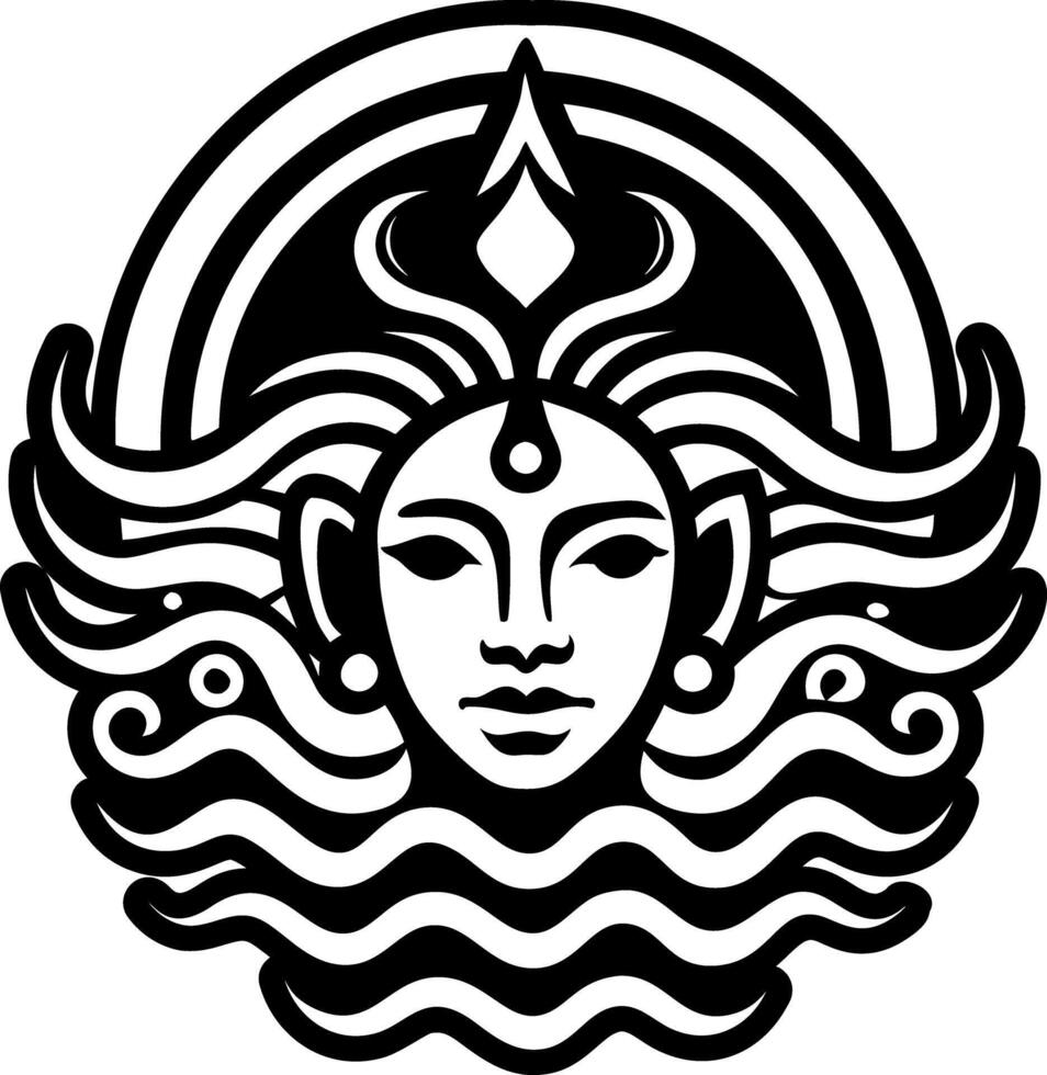 A solid style icon of water deity symbol vector