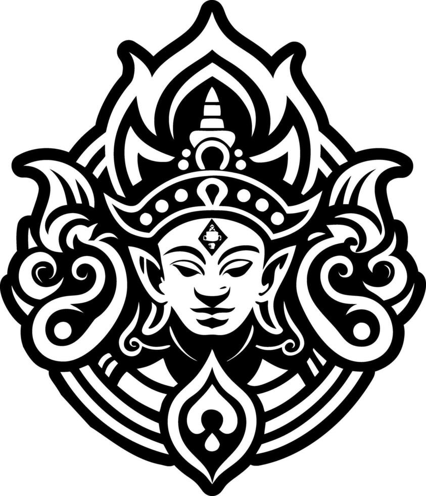 A glyph style icon of trimurti god symbol vector