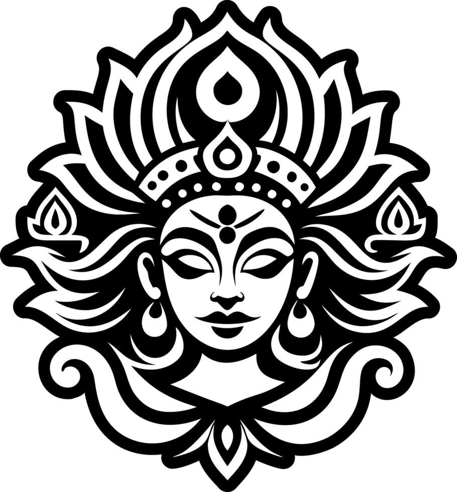 A solid style icon of hindu goddess tattoo vector