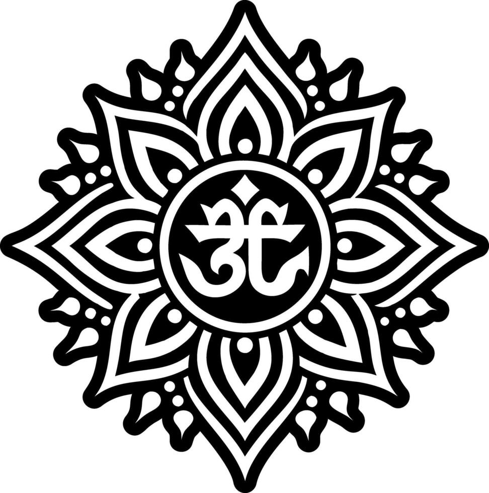 A glyph style icon of indian mandala symbol vector