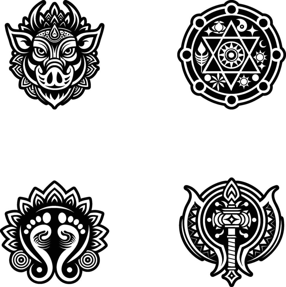 Four different designs of the hindu symbols vector