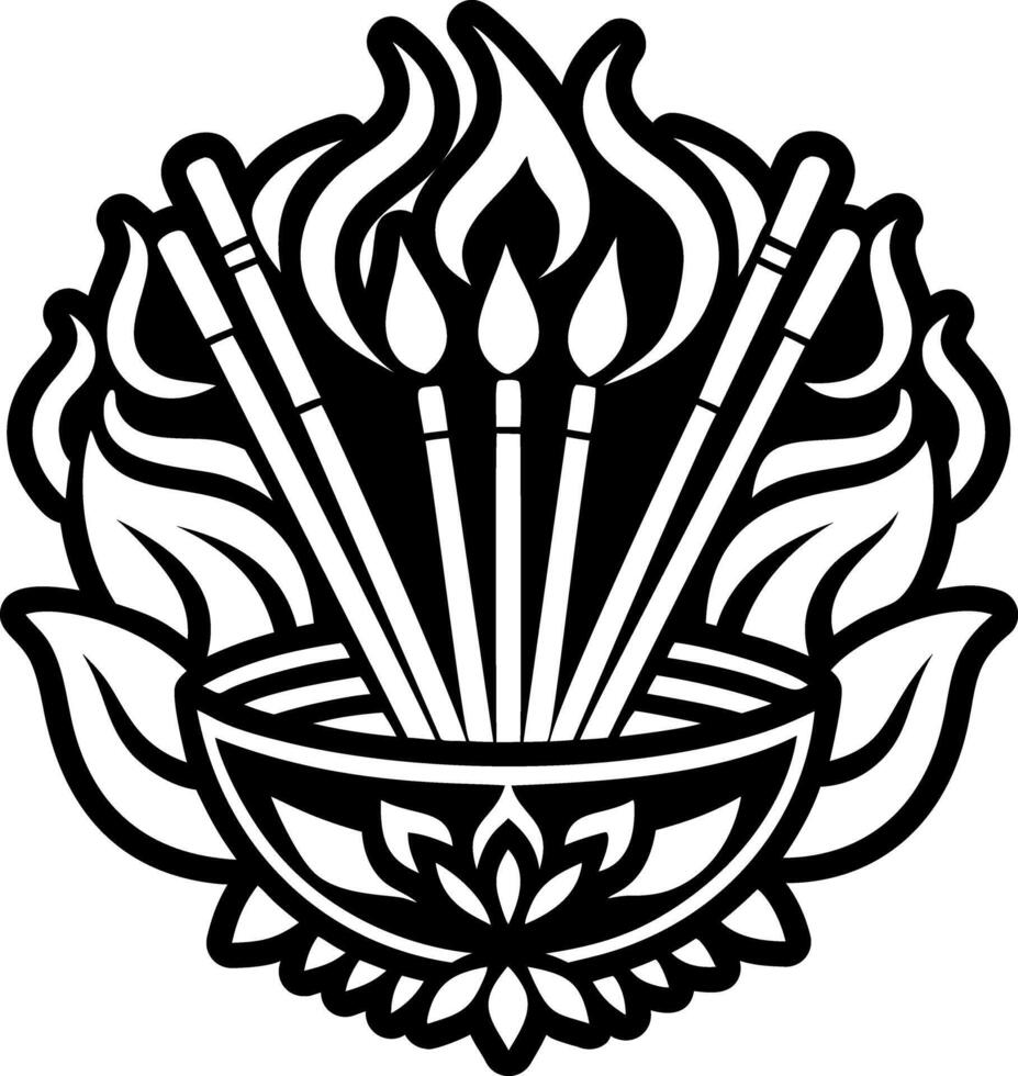 A filled style icon of incense sticks symbol vector
