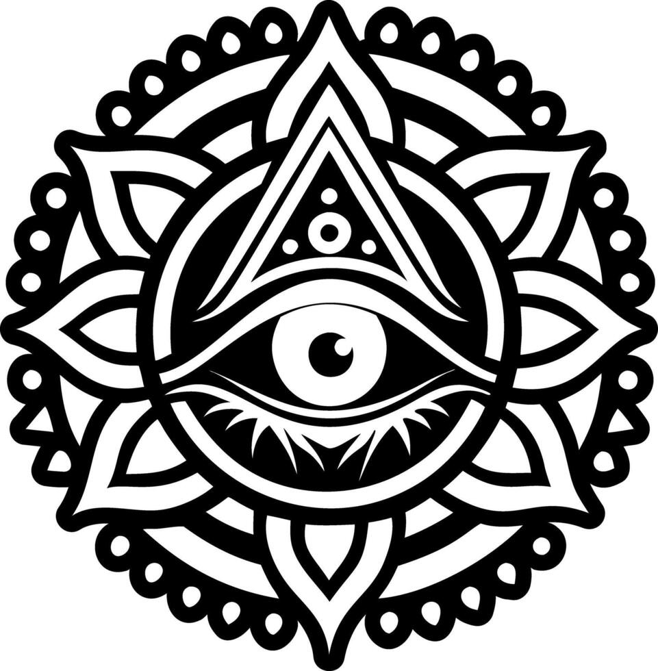 A solid style icon of third eye symbol vector