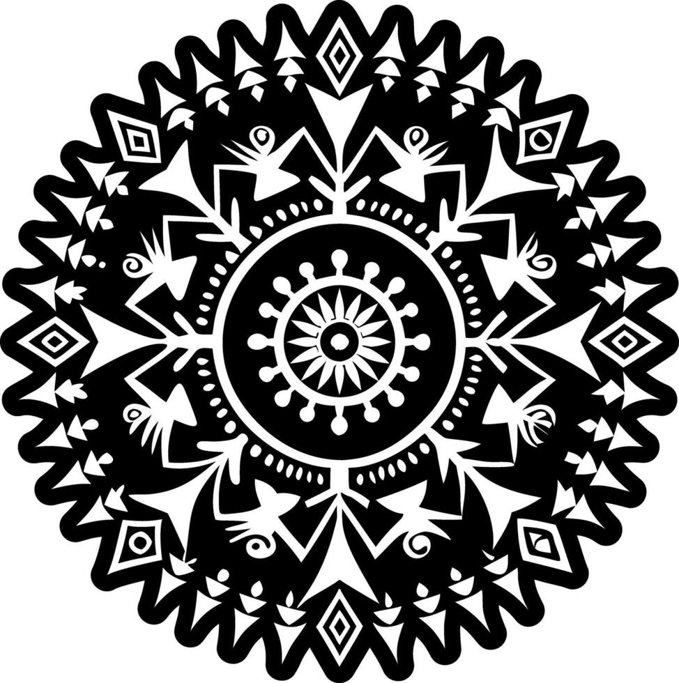 A black and white circular design with a circular pattern vector