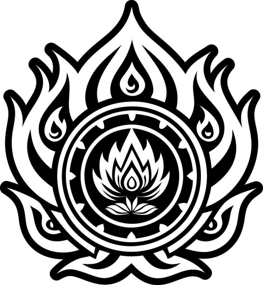 A black and white logo for a lotus flower vector