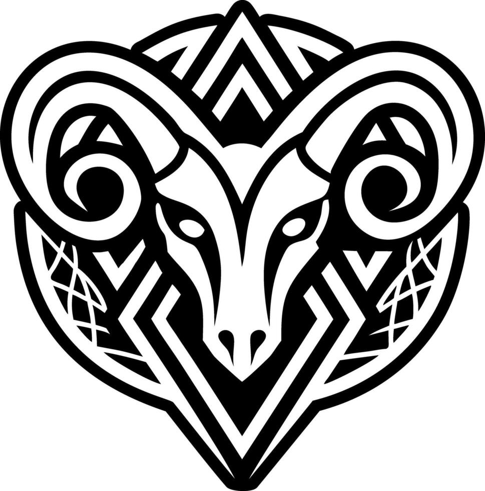 A filled style icon of aries tattoo vector