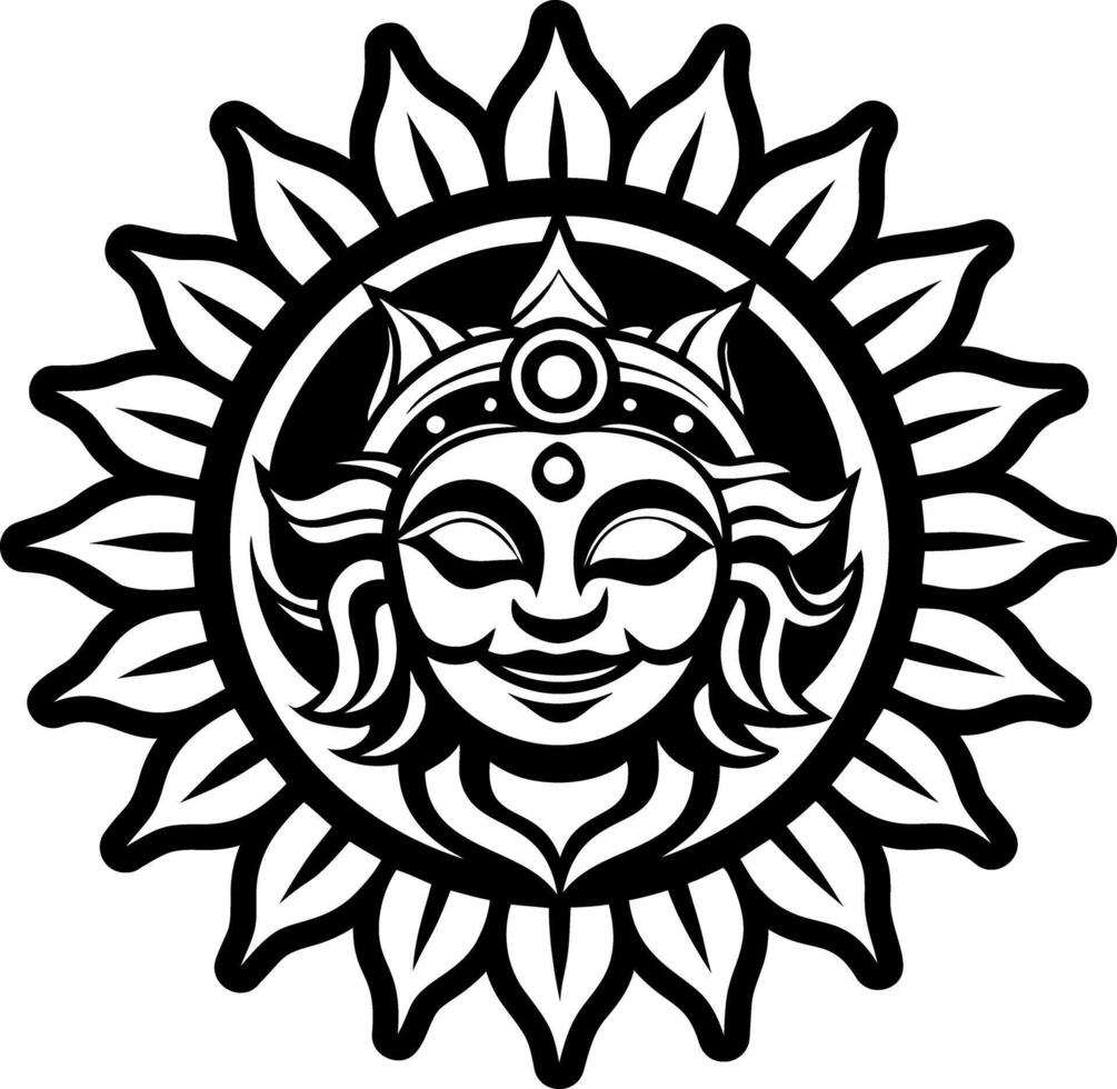 A glyph style icon of sun god symbol vector