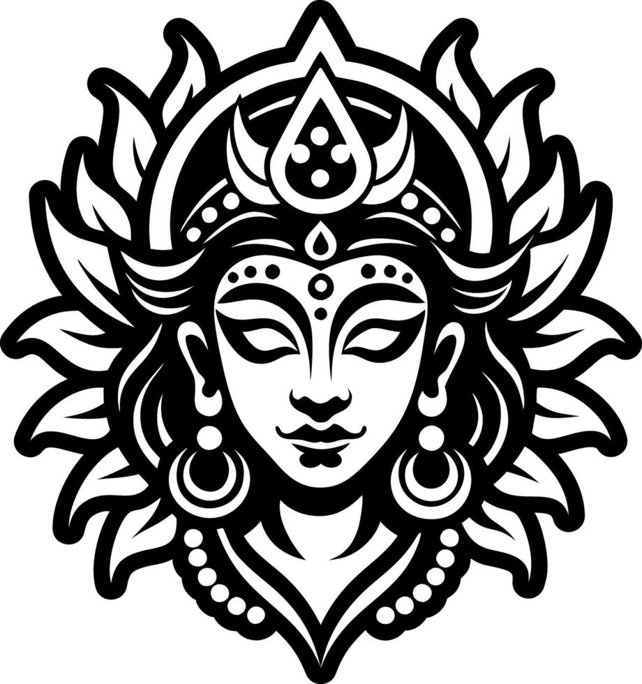 A glyph style icon of goddess head symbol vector