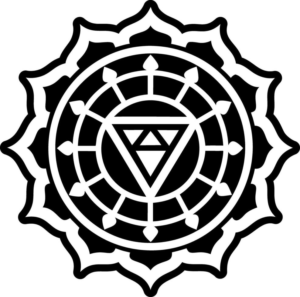 A solid style icon of sudarshan symbol vector
