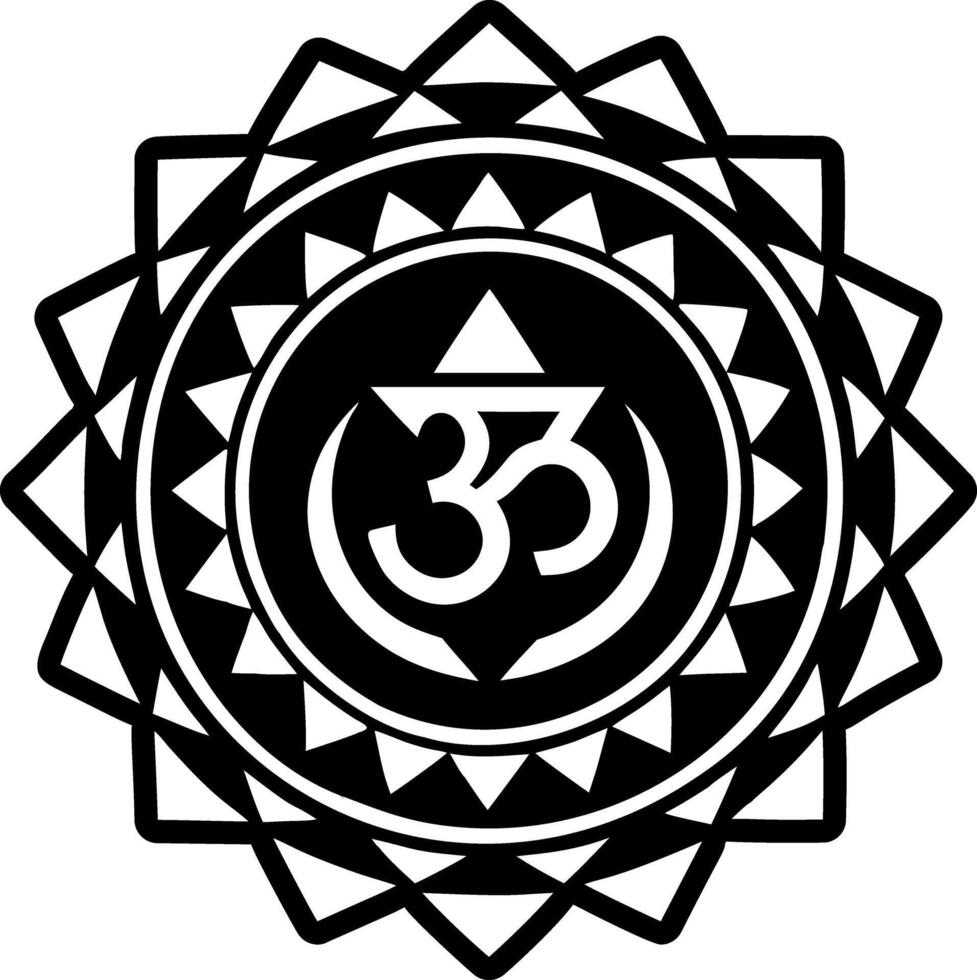 A solid style icon of om surya symbol vector