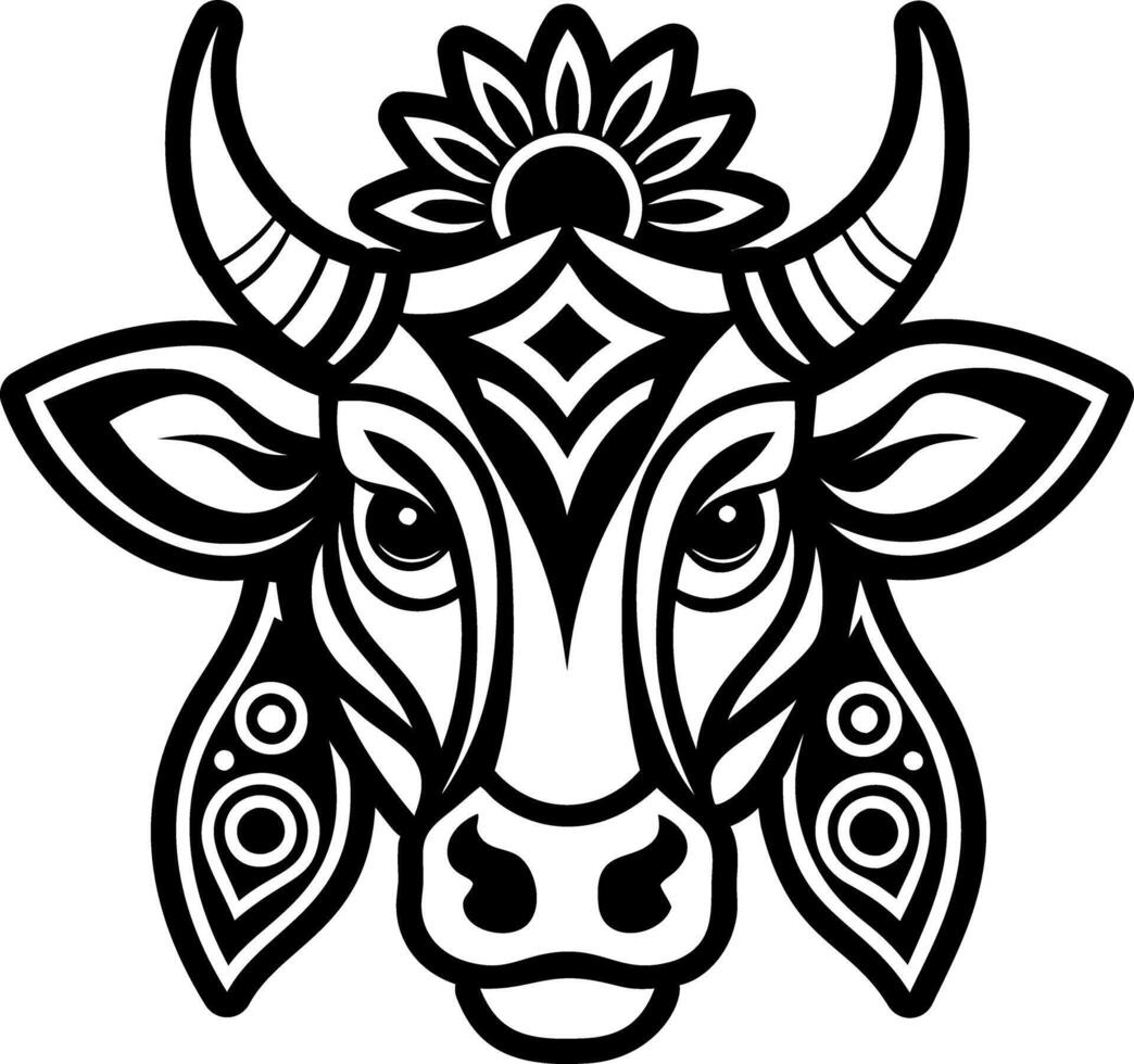 A cow head with tribal design on it vector