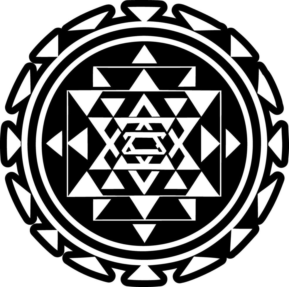 A solid style icon of sri yantra symbol vector