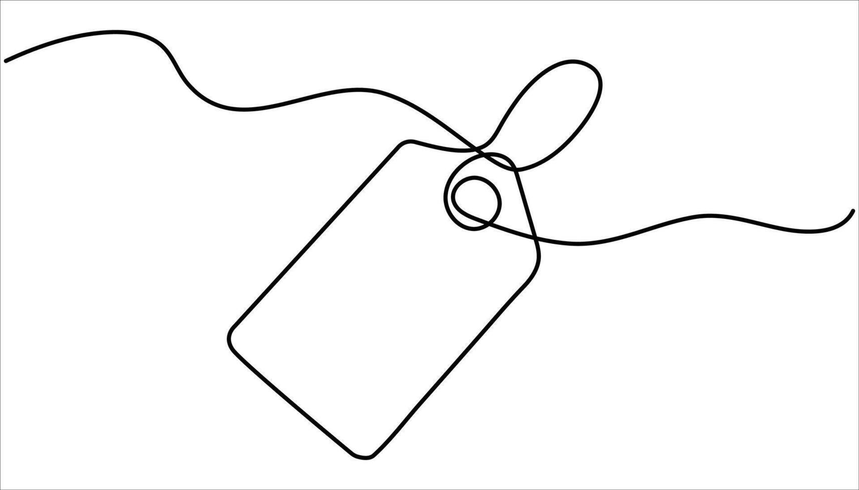 Red blank prize tag continuous one line drawing. Sale label, one line art, continuous contour drawing, hand-drawn discount tag, vector