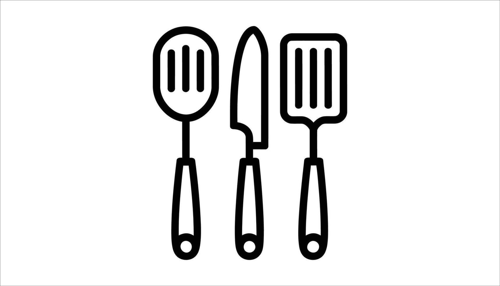 Cooking Tools Icon Set - Kitchen Knife, Spatula, and Spoon Design vector