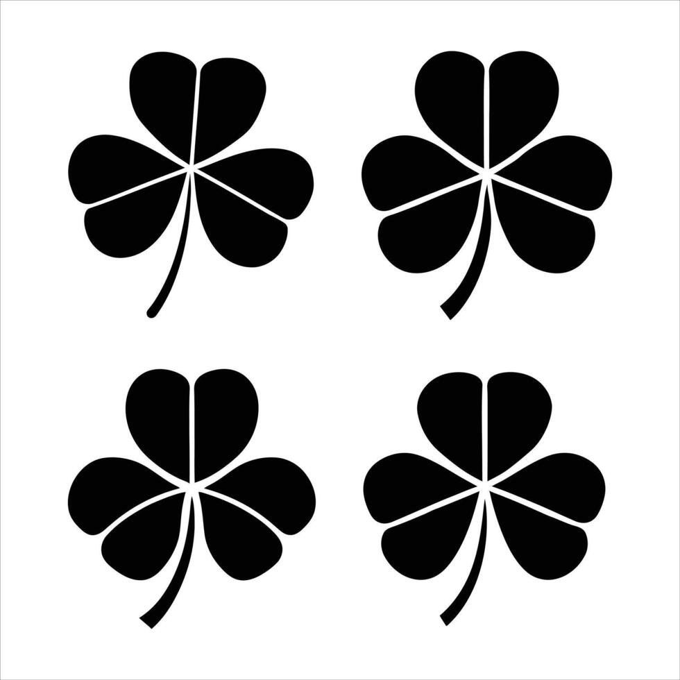 Four Leaf Shamrock Silhouette. vector