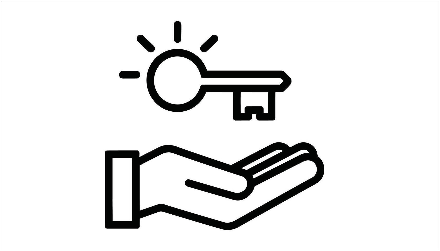 Unlocking Ideas Icon - Hand and Key with Lightbulb Design vector