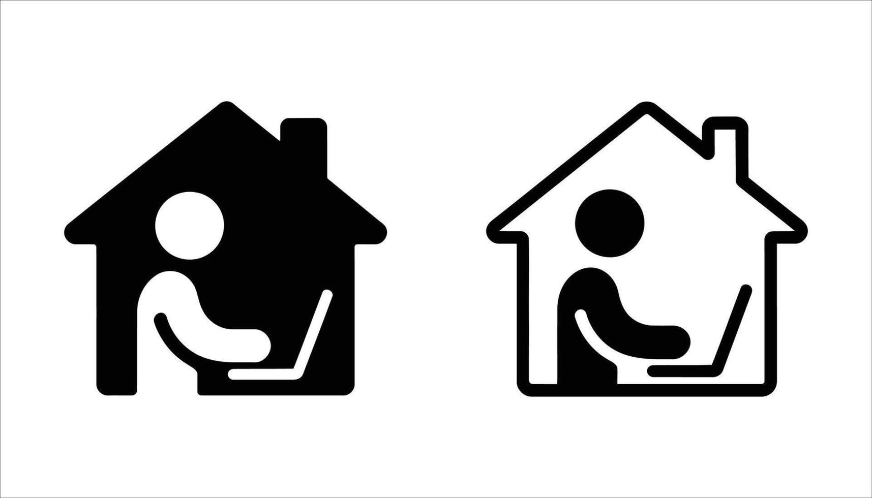 Work from Home Icon - Remote Office Laptop and House Illustration vector