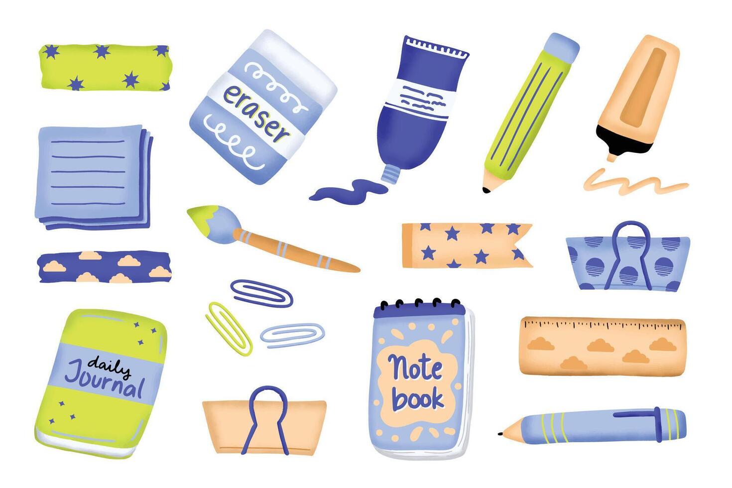 Cute Colorful School Stationary Illustration vector