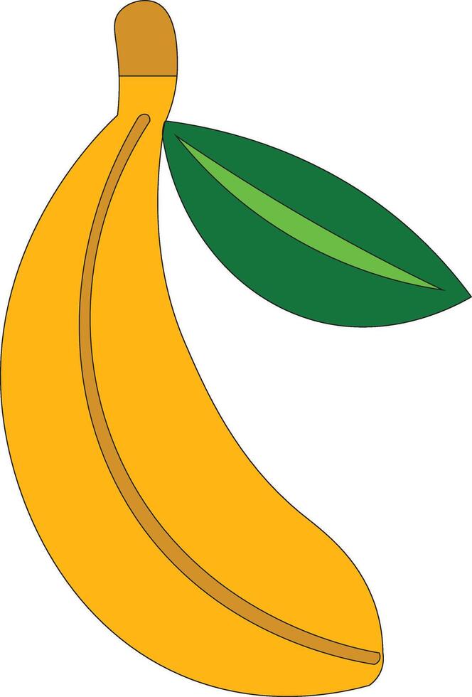 One peace of banana with green leave art illustration design vector
