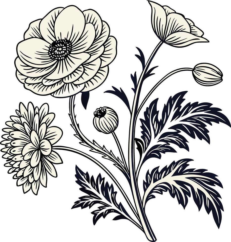 An image of a flower with leaves and flowers vector