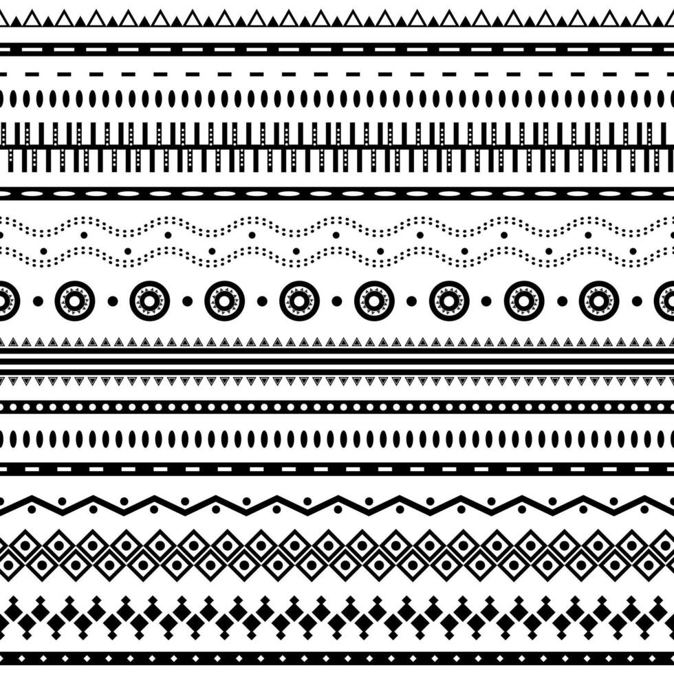 Aztec seamless pattern. Can be used in fabric design for making of clothes, accessories, decorative paper, wrapping, web design, etc. Black and white. Swatches of seamless pattern included. vector