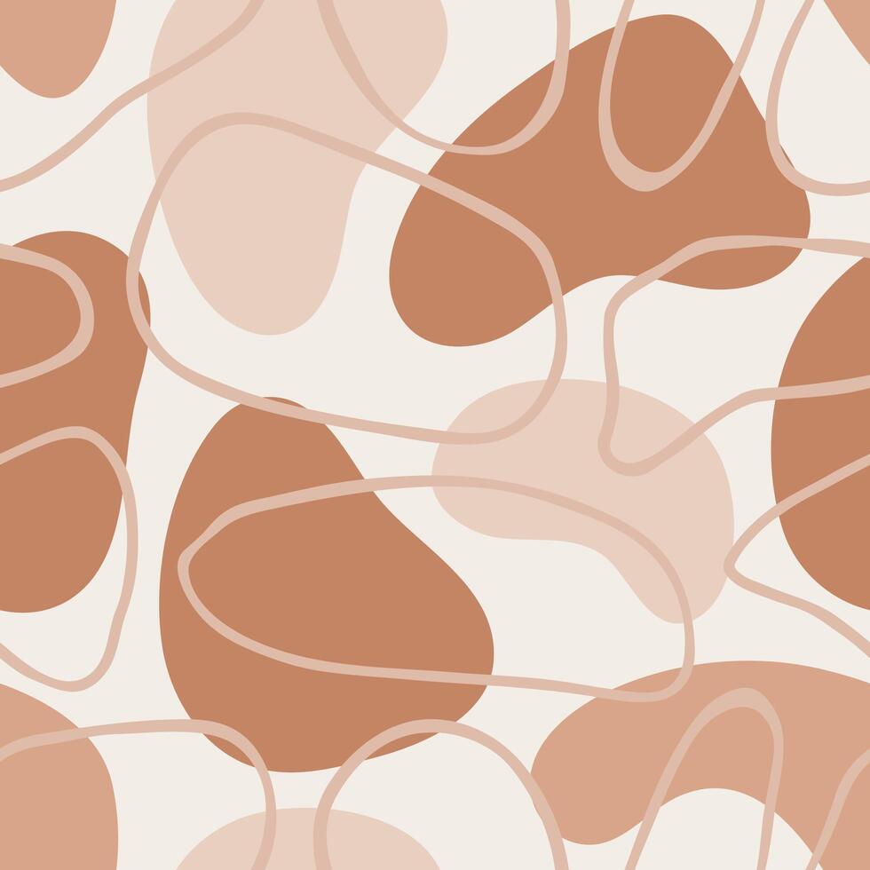 Organic shapes seamless pattern. Hand drawn abstract forms and lines. Pastel colors. Background for prints, fabrics, posters, covers, social media posts. vector