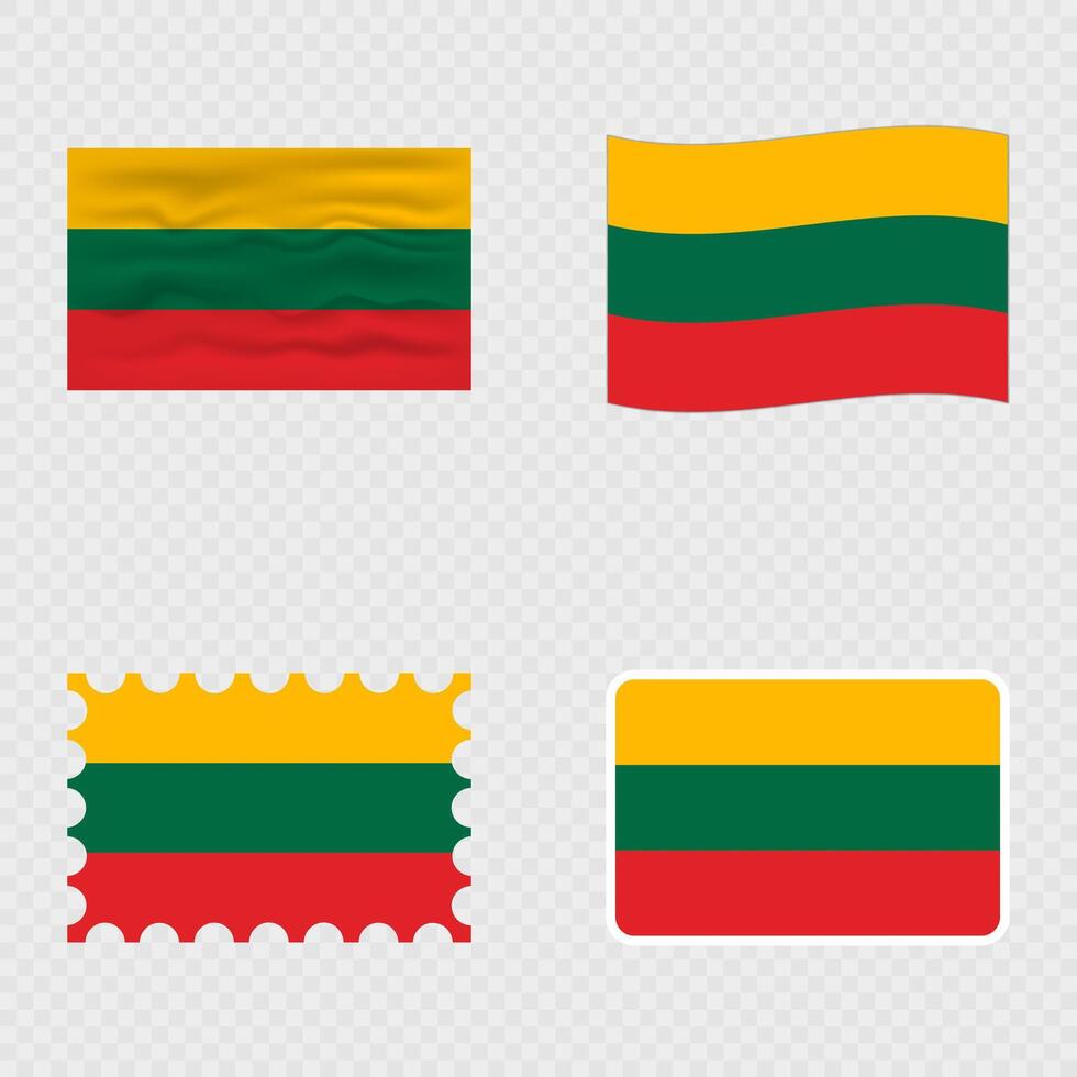 Lithuania national flag in four different styles. vector