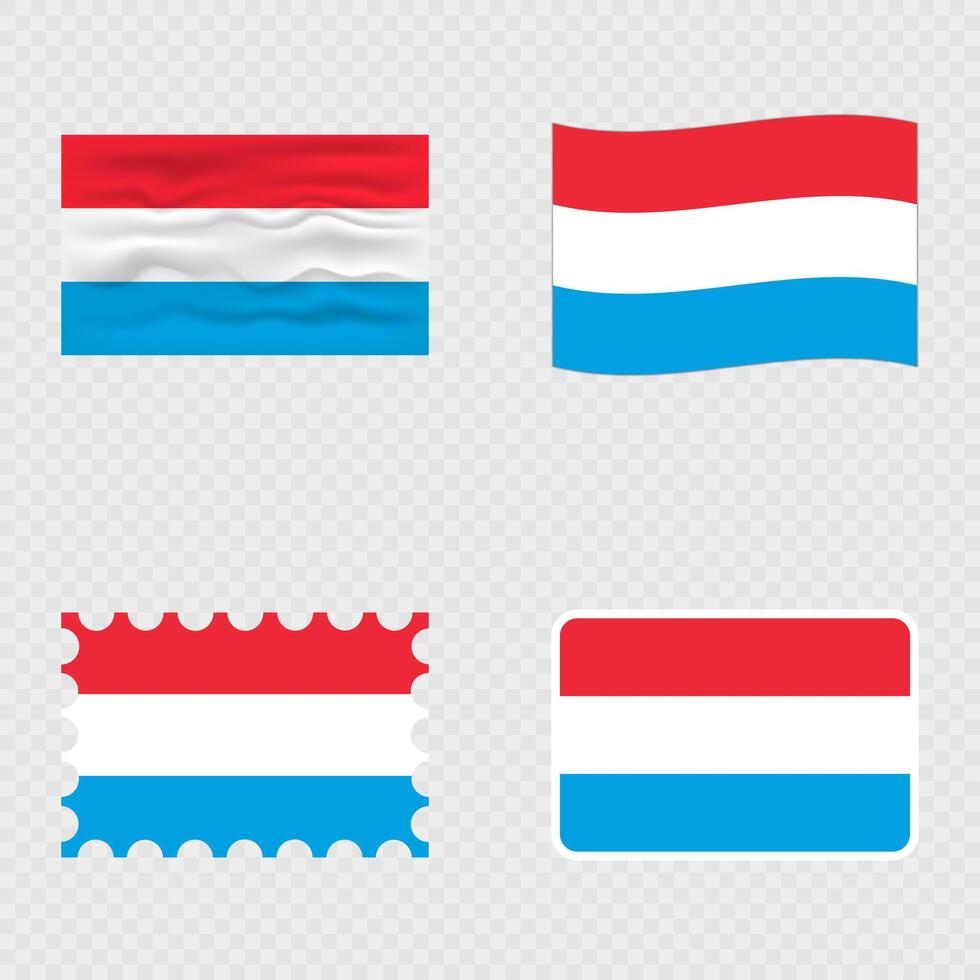 Luxembourg national flag in four different styles. vector