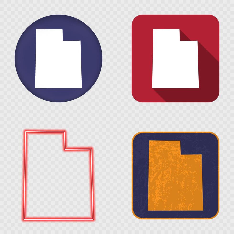 Utah State Map Icons Collection vector