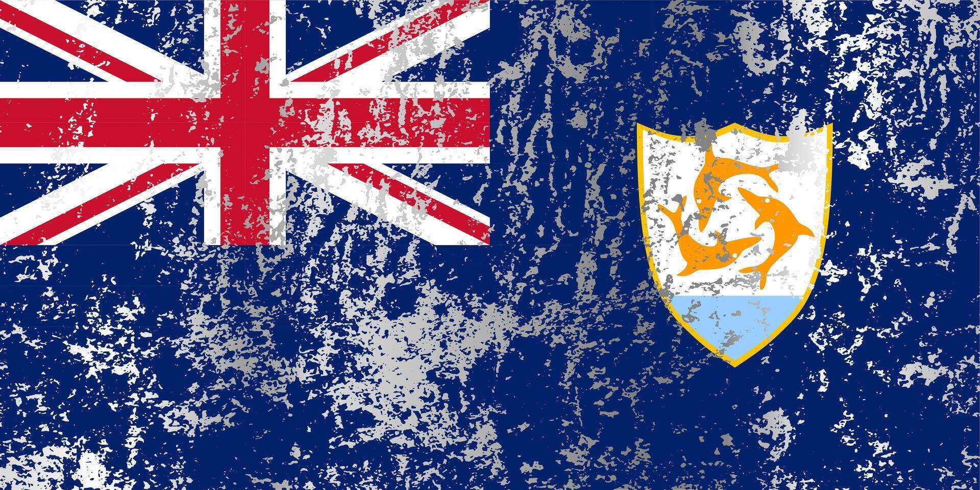Anguilla flag with grunge effect. vector