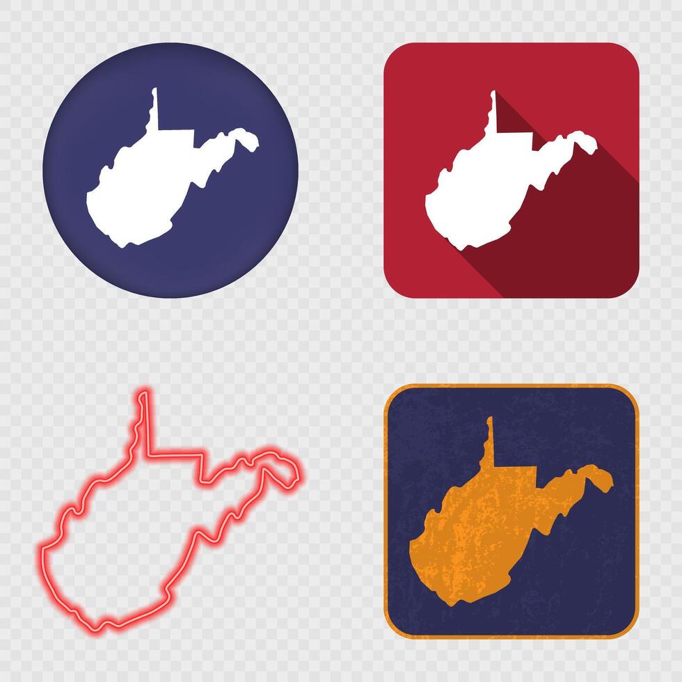 West Virginia State Map Icons Collection vector