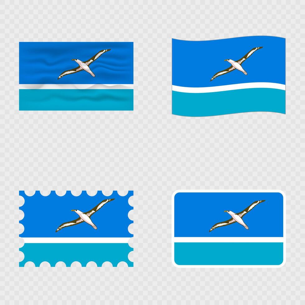 Midway Atoll national flag in four different styles. vector